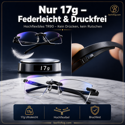 Rahmenlose, ultraleichte Lesebrille mit Diamantschliff