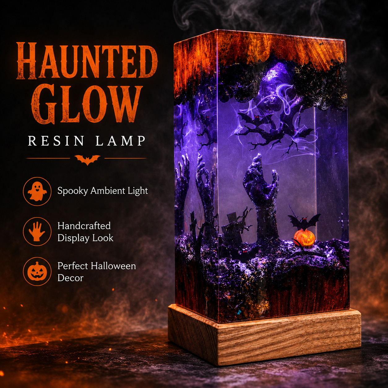 🎃 Glowing Halloween Resin Diorama Lamp – Spooky Gothic Night Light 👻