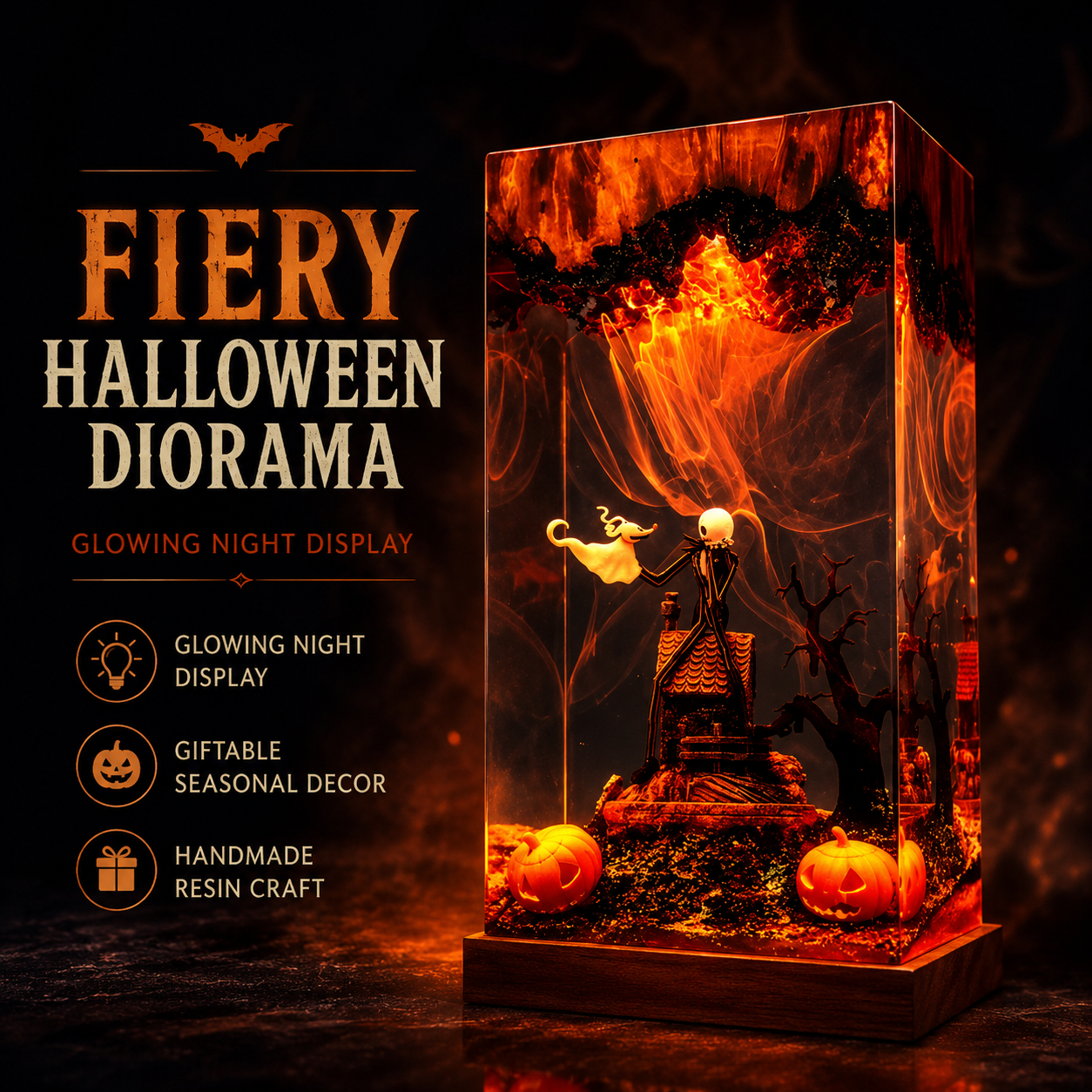 🎃 Glowing Halloween Resin Diorama Lamp – Spooky Gothic Night Light 👻