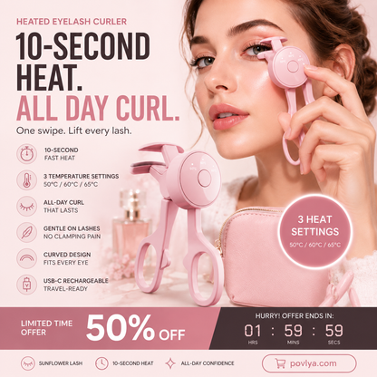 💗 Heated Eyelash Curler – 10-Second Heat, 3 Temp Settings & USB-C Rechargeable ✨