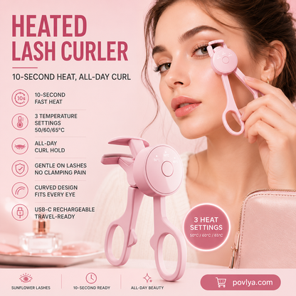 💗 Heated Eyelash Curler – 10-Second Heat, 3 Temp Settings & USB-C Rechargeable ✨