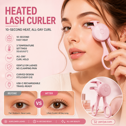💗 Heated Eyelash Curler – 10-Second Heat, 3 Temp Settings & USB-C Rechargeable ✨