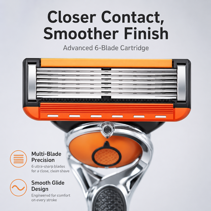 🪒 6-Blade Razor Set – 📦 48 Refills Included – Smooth Glide, Precision Shave for Daily Grooming & Gifting