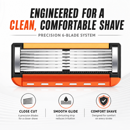 🪒 6-Blade Razor Set – 📦 48 Refills Included – Smooth Glide, Precision Shave for Daily Grooming & Gifting