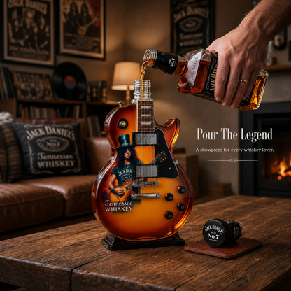 🎸 Electric Guitar Whiskey Bottle – 🥃 Amber Glass Display – Rock-Inspired Home Bar Decor & Gift