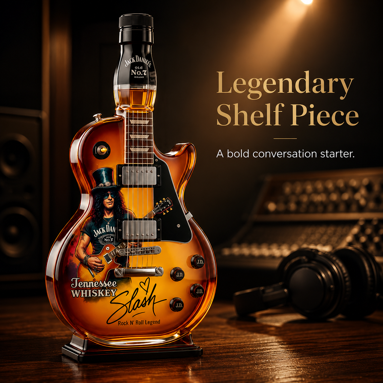 🎸 Electric Guitar Whiskey Bottle – 🥃 Amber Glass Display – Rock-Inspired Home Bar Decor & Gift