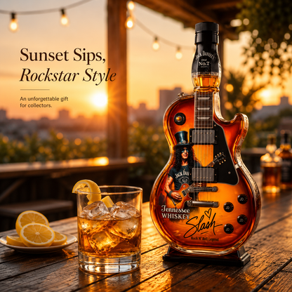 🎸 Electric Guitar Whiskey Bottle – 🥃 Amber Glass Display – Rock-Inspired Home Bar Decor & Gift