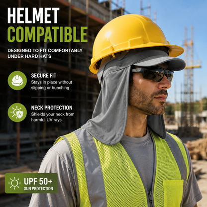 ☀️🔥3-Pack Cooling Skull Cap with Neck Shade – Breathable Sun Protection Work Hat for Outdoor Use