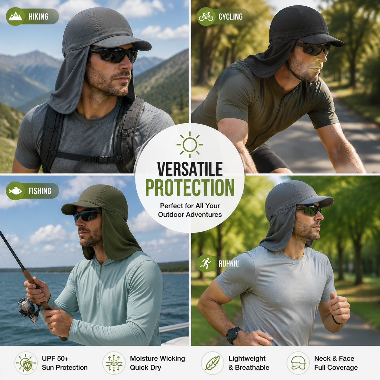 ☀️🔥3-Pack Cooling Skull Cap with Neck Shade – Breathable Sun Protection Work Hat for Outdoor Use