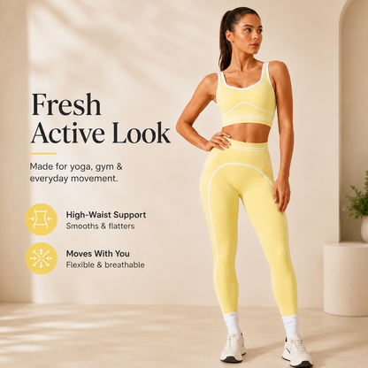 Women's High-Waisted Athletic Yoga Pants Set - Fitness Outfits, Modern Sportswear, Butt-Lifting Tight-Fitting Gym Training, Outdoor Tennis Clothes