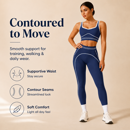 Women's High-Waisted Athletic Yoga Pants Set - Fitness Outfits, Modern Sportswear, Butt-Lifting Tight-Fitting Gym Training, Outdoor Tennis Clothes