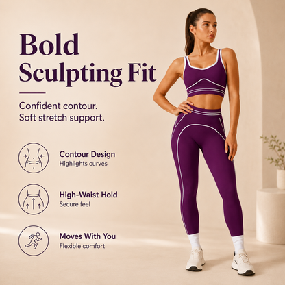 Women's High-Waisted Athletic Yoga Pants Set - Fitness Outfits, Modern Sportswear, Butt-Lifting Tight-Fitting Gym Training, Outdoor Tennis Clothes