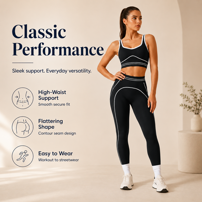Women's High-Waisted Athletic Yoga Pants Set - Fitness Outfits, Modern Sportswear, Butt-Lifting Tight-Fitting Gym Training, Outdoor Tennis Clothes