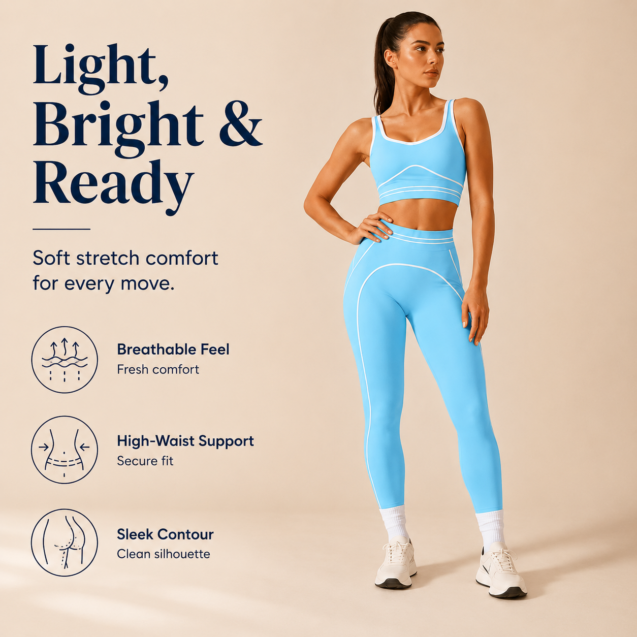 Women's High-Waisted Athletic Yoga Pants Set - Fitness Outfits, Modern Sportswear, Butt-Lifting Tight-Fitting Gym Training, Outdoor Tennis Clothes