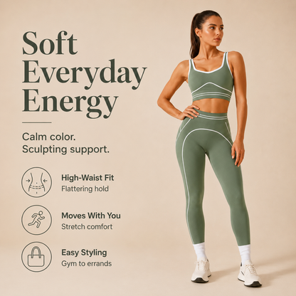 Women's High-Waisted Athletic Yoga Pants Set - Fitness Outfits, Modern Sportswear, Butt-Lifting Tight-Fitting Gym Training, Outdoor Tennis Clothes