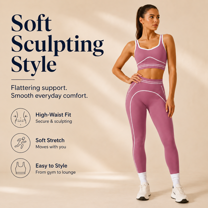 Women's High-Waisted Athletic Yoga Pants Set - Fitness Outfits, Modern Sportswear, Butt-Lifting Tight-Fitting Gym Training, Outdoor Tennis Clothes