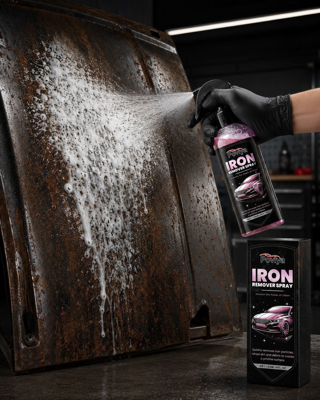 2-in-1 Car Rust Removal Kit – Rust Remover Spray with High-Pressure Water Gun