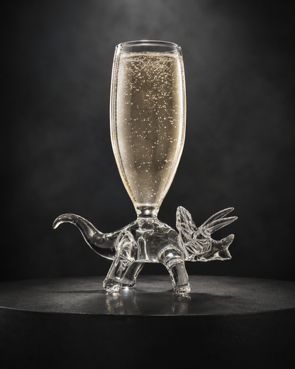 Handblown Dinosaur Champagne Glass