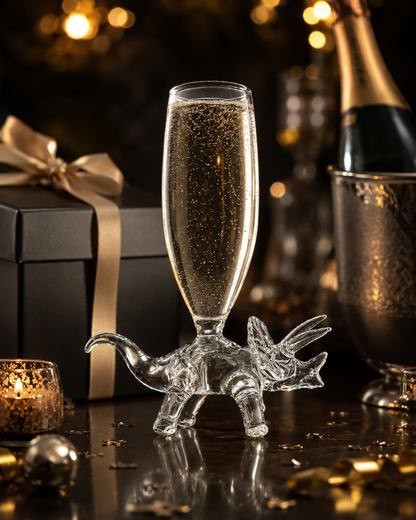 Handblown Dinosaur Champagne Glass