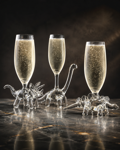 Handblown Dinosaur Champagne Glass