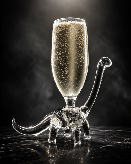 Handblown Dinosaur Champagne Glass
