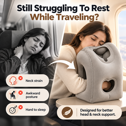 ✈️ Inflatable Travel Pillow - 360° Ergonomic Neck & Head Support Cushion 😴