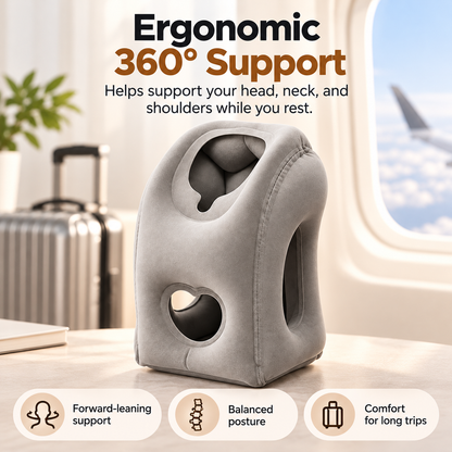 ✈️ Inflatable Travel Pillow - 360° Ergonomic Neck & Head Support Cushion 😴