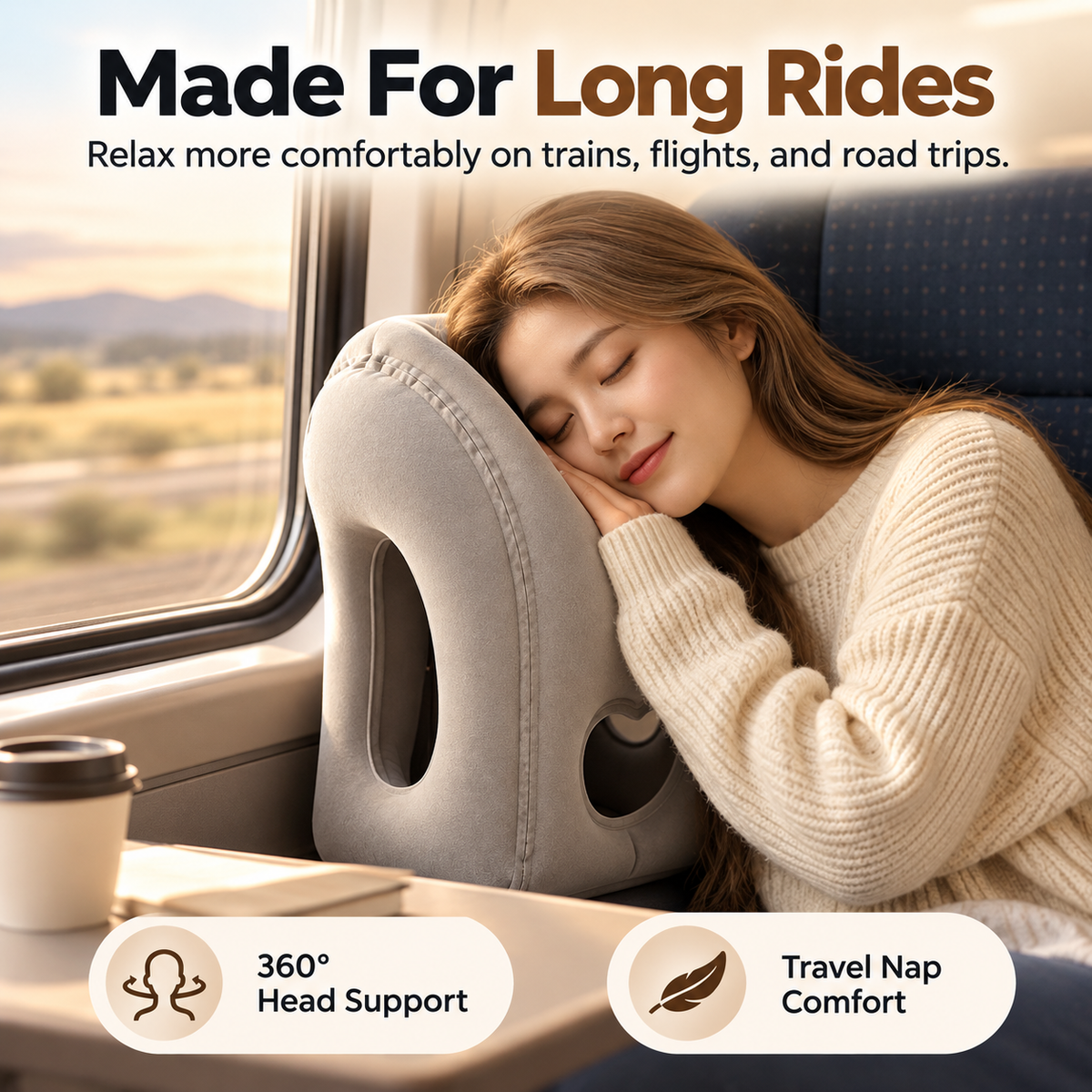 ✈️ Inflatable Travel Pillow - 360° Ergonomic Neck & Head Support Cushion 😴