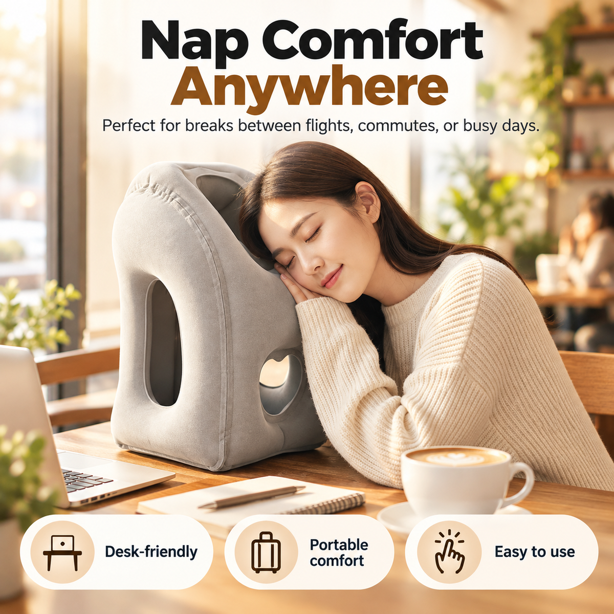 ✈️ Inflatable Travel Pillow - 360° Ergonomic Neck & Head Support Cushion 😴