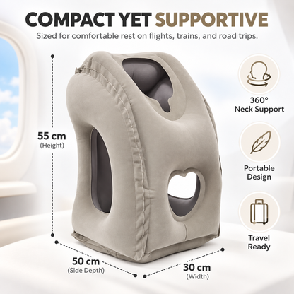 ✈️ Inflatable Travel Pillow - 360° Ergonomic Neck & Head Support Cushion 😴
