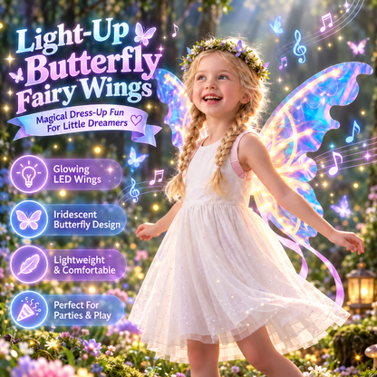 🦋 Electric Light Up Butterfly Wings - Moving LED Fairy Wings for Kids Costume 🧚‍♀️