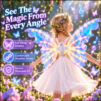 🦋 Electric Light Up Butterfly Wings - Moving LED Fairy Wings for Kids Costume 🧚‍♀️