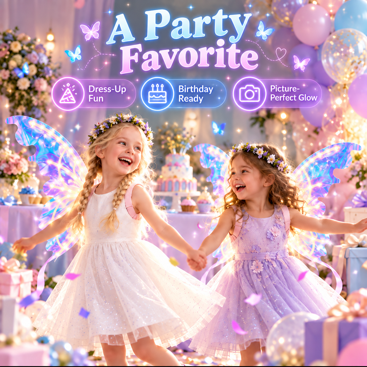 🦋 Electric Light Up Butterfly Wings - Moving LED Fairy Wings for Kids Costume 🧚‍♀️