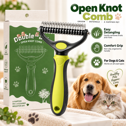 🐾 Double-Sided Pet Grooming Brush – Detangling & Loose Fur Care
