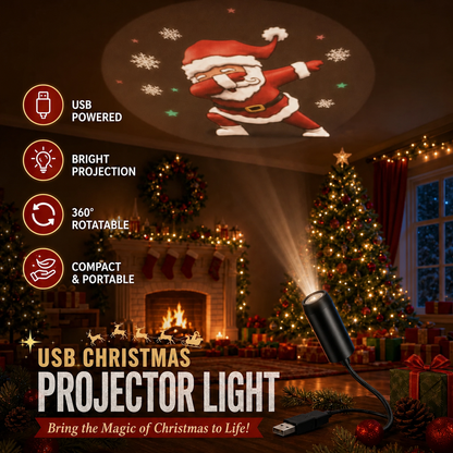 🎄 HD Magic Christmas Ceiling & Wall Projector – 360° USB Holiday Star Light ✨