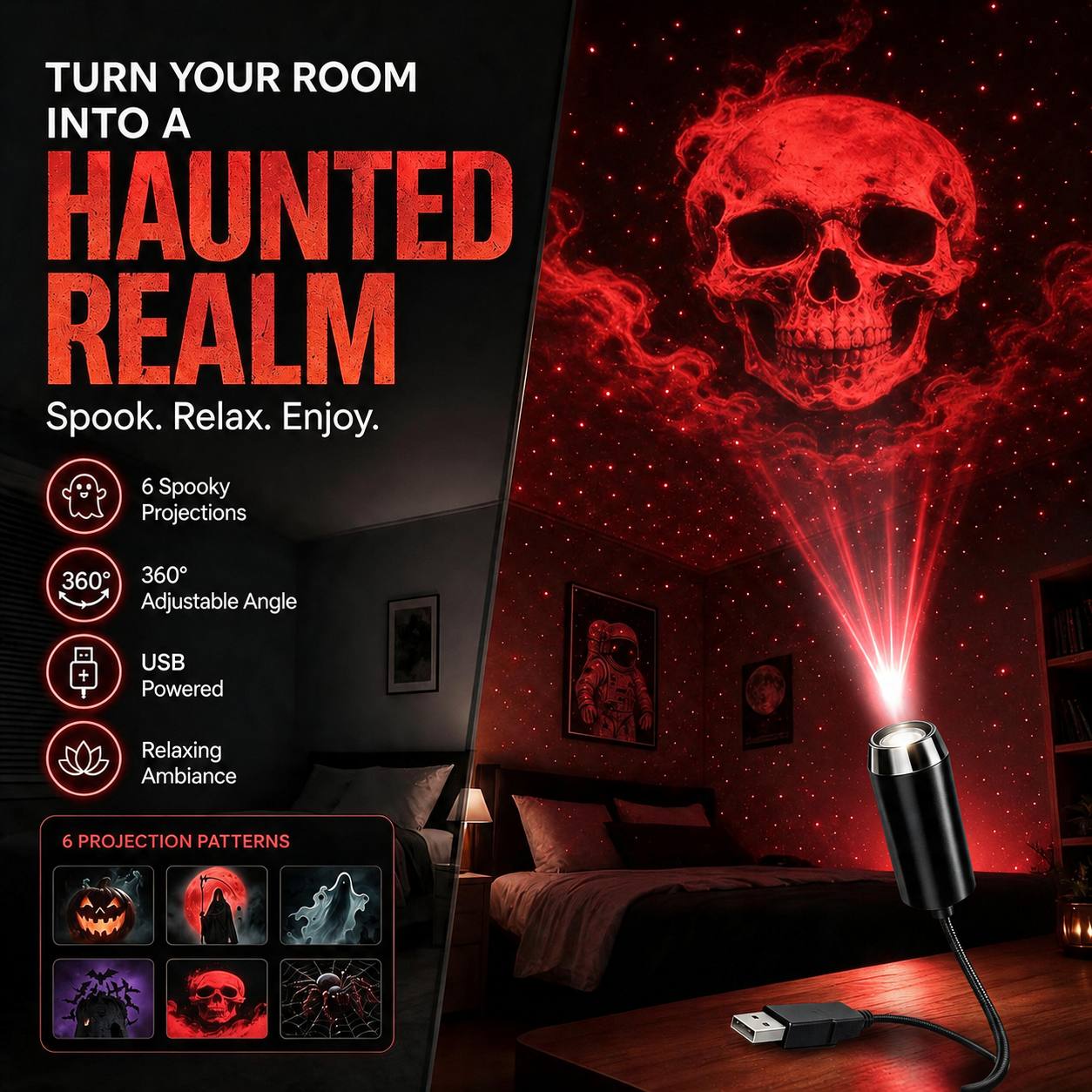 🎄 HD Magic Christmas Ceiling & Wall Projector – 360° USB Holiday Star Light ✨