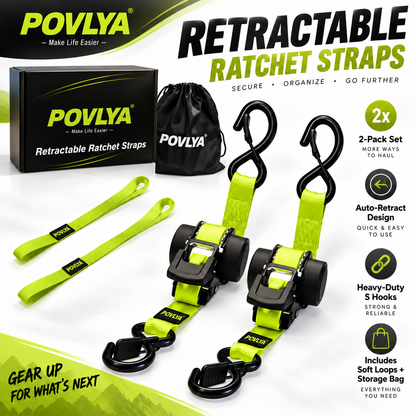 🔒 Retractable Ratchet Straps - 1550 lbs Heavy Duty Cargo ⚙️