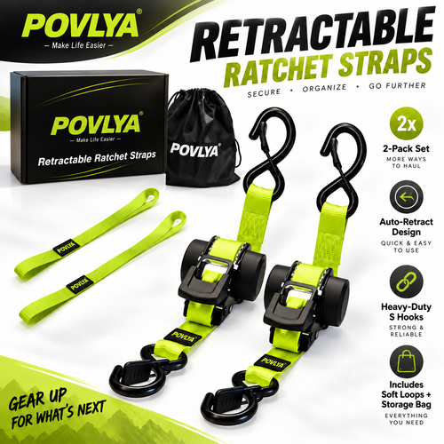 🔒 Retractable Ratchet Straps - 1550 lbs Heavy Duty Cargo ⚙️