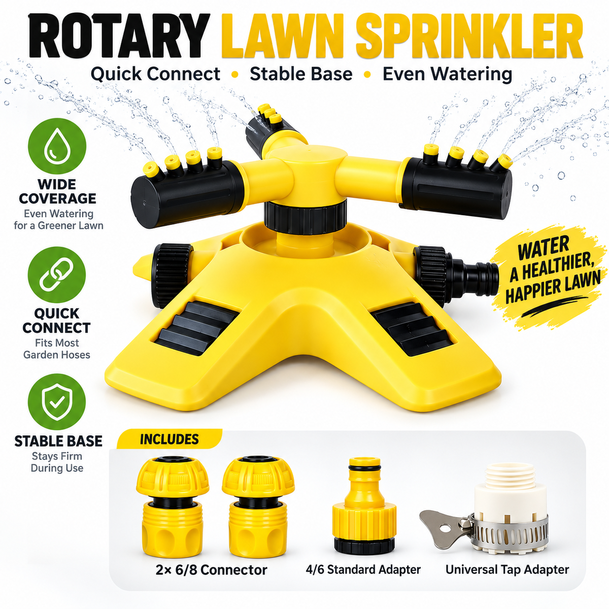 💦 360° Rotating Lawn Sprinkler – Turbo Garden Watering System for Large Yards 🌱