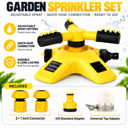 💦 360° Rotating Lawn Sprinkler – Turbo Garden Watering System for Large Yards 🌱