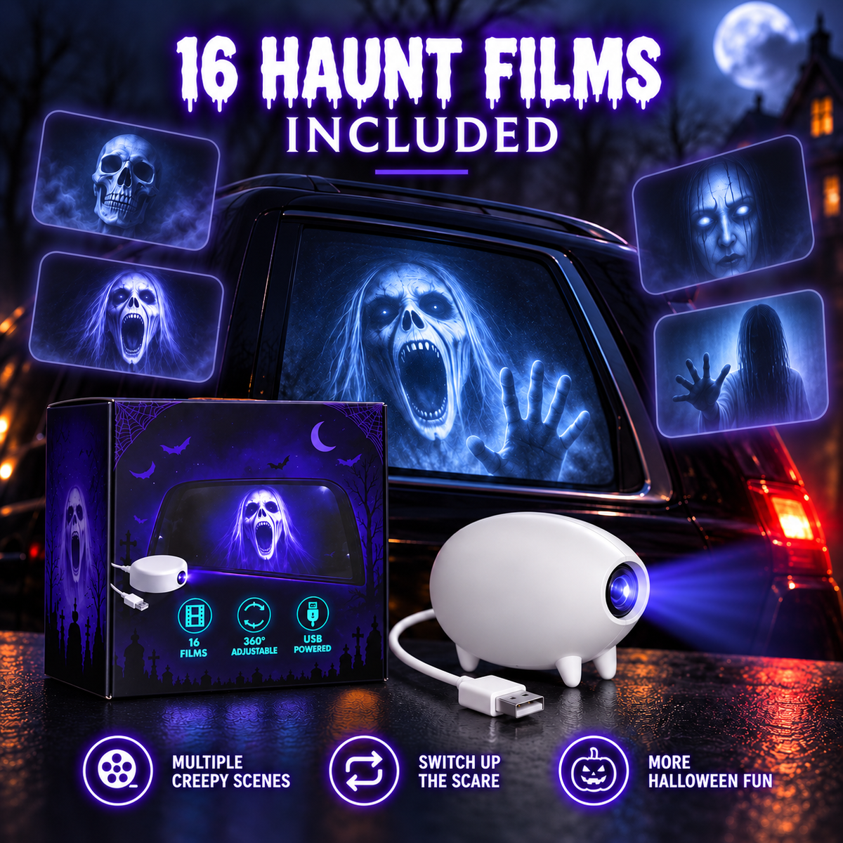 🎃 50% OFF Halloween Window Projector – Spooky Ghost Projection Decor With USB Powered Setup