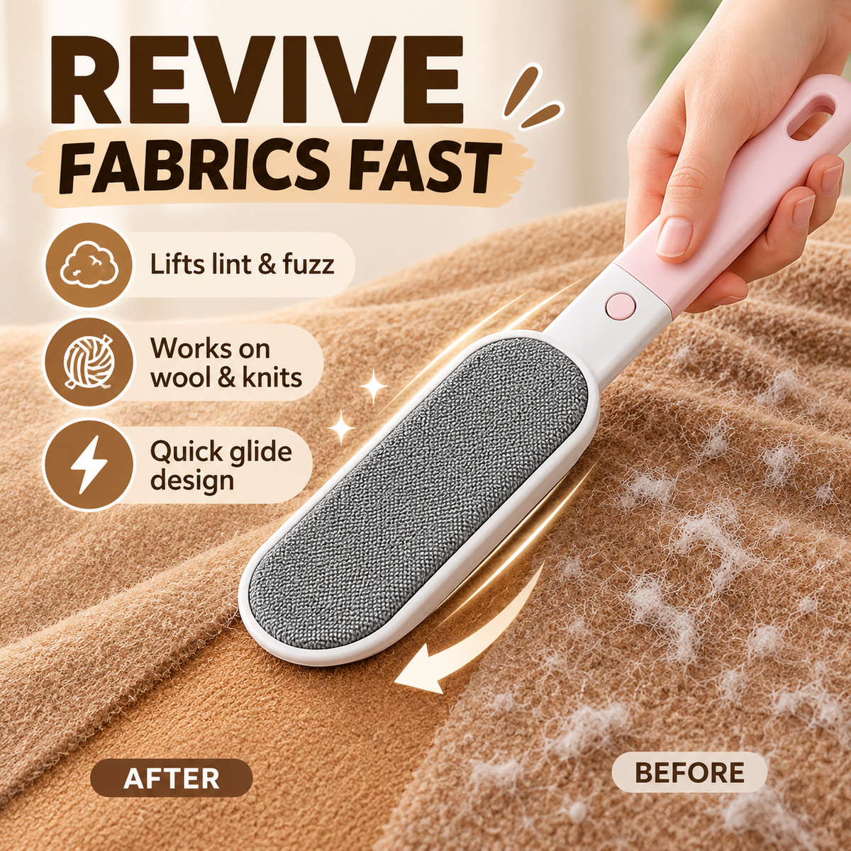 🧺 4-in-1 Clothes Lint Remover Brush – Double-Sided Fabric & Pet Hair Cleaner ✨