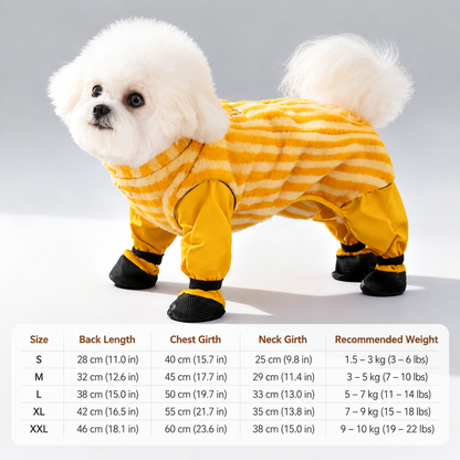 🐾 All-in-One Dog Paw & Leg Protection Suit – Fleece Body, Grip Soles & Leash Ring
