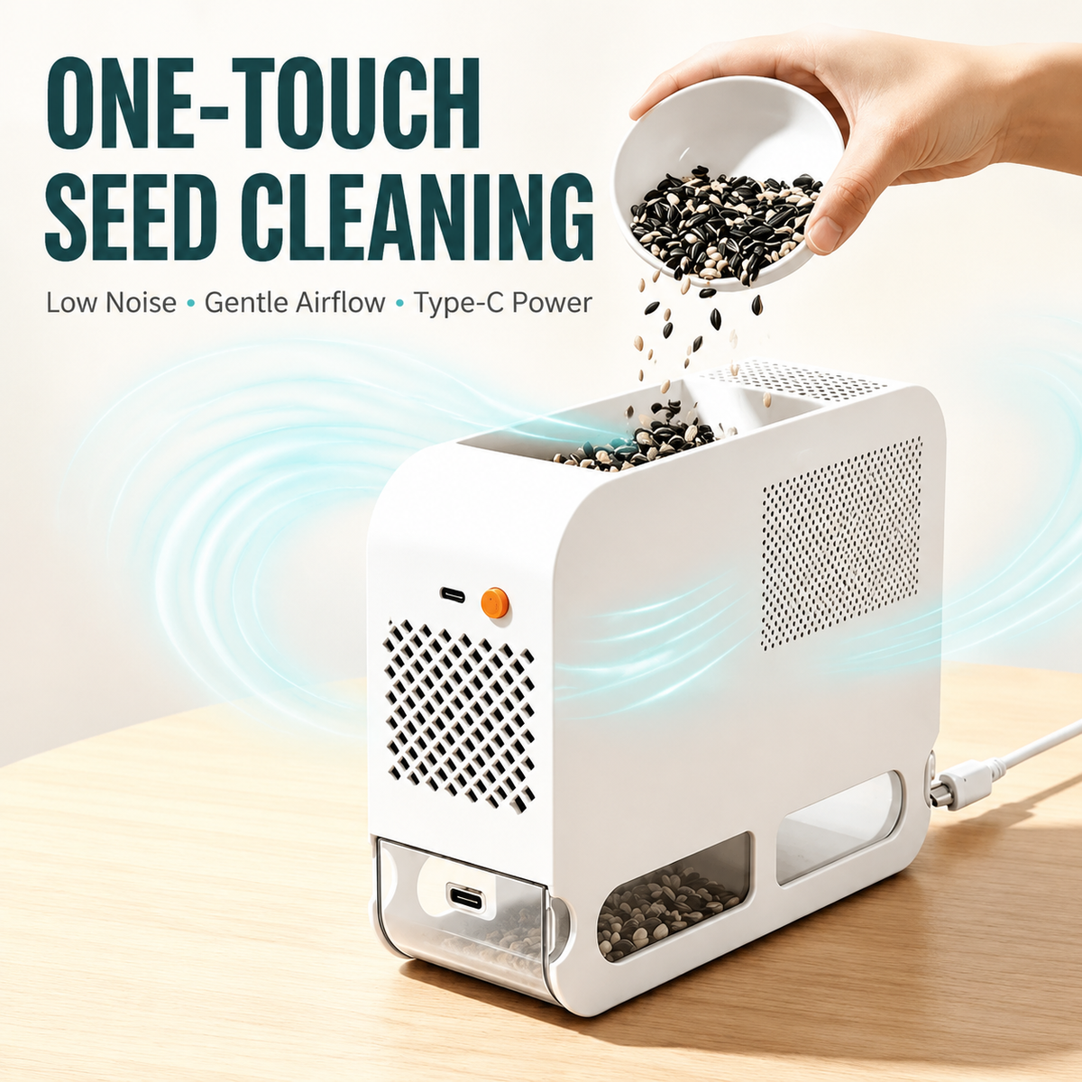 🐦 Electric Bird Seed Shell Separator with 5-Speed Airflow 💨