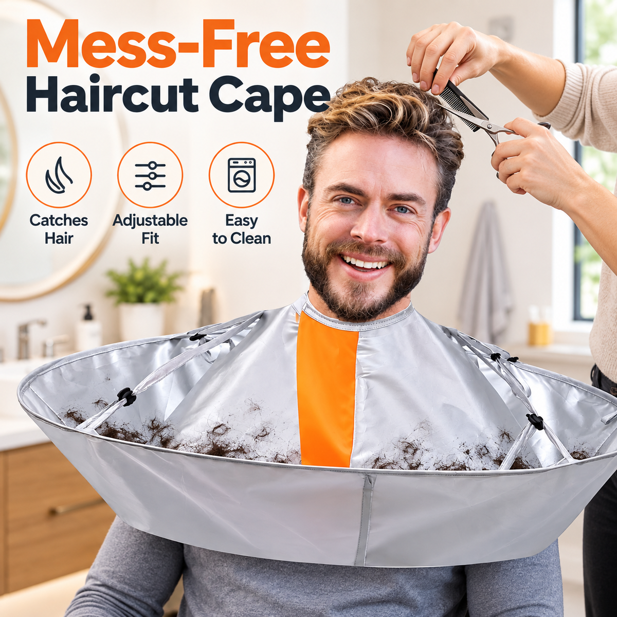 ✂️ ✨Hair Cutting Cape with Hair Catcher – Easy At-Home Haircuts