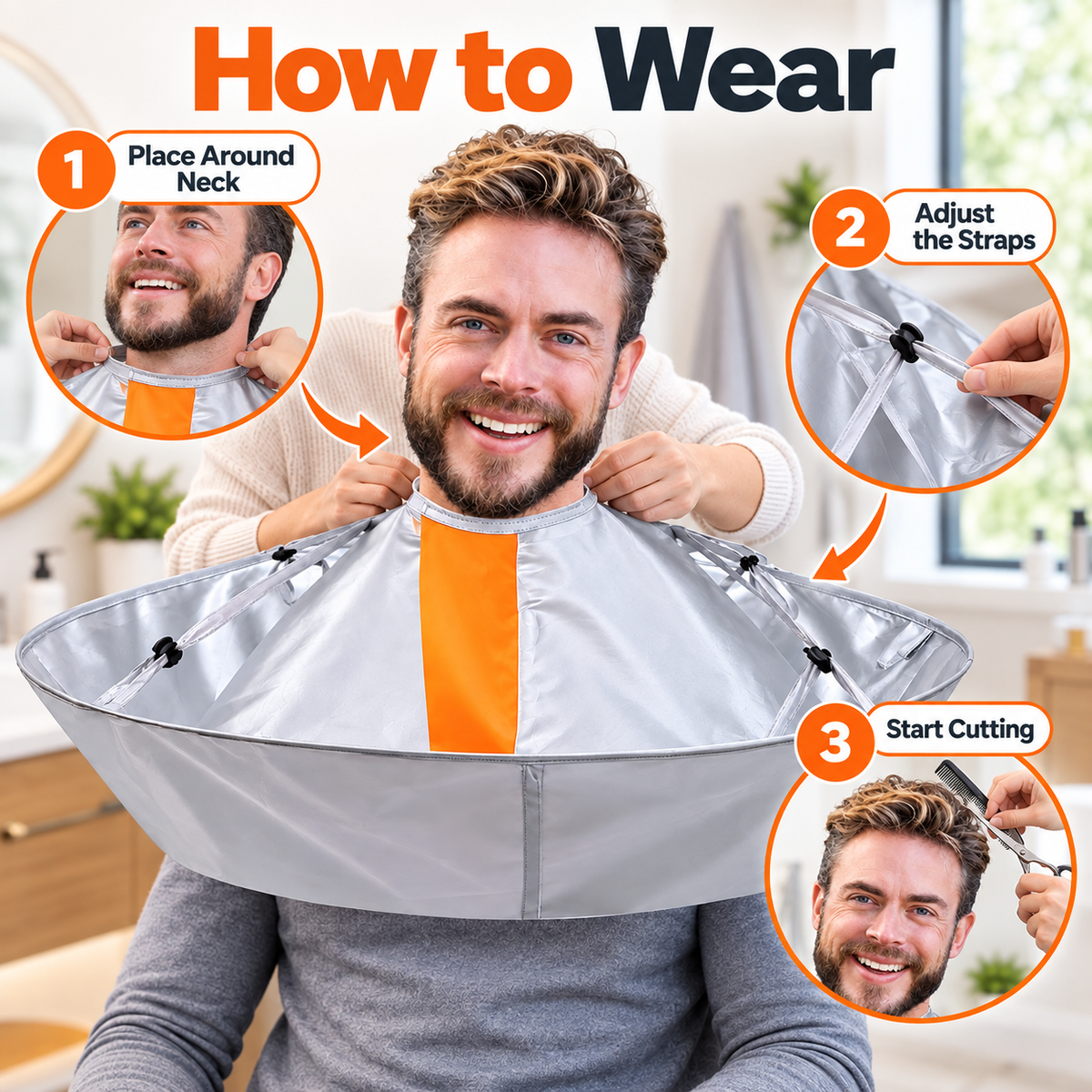 ✂️ ✨Hair Cutting Cape with Hair Catcher – Easy At-Home Haircuts