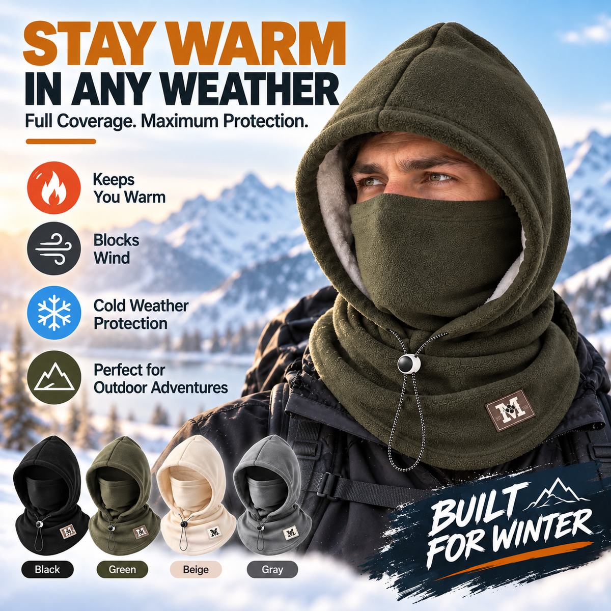 ❄️Winter Fleece Hood – 3-in-1 Warmth for Head, Face & Neck