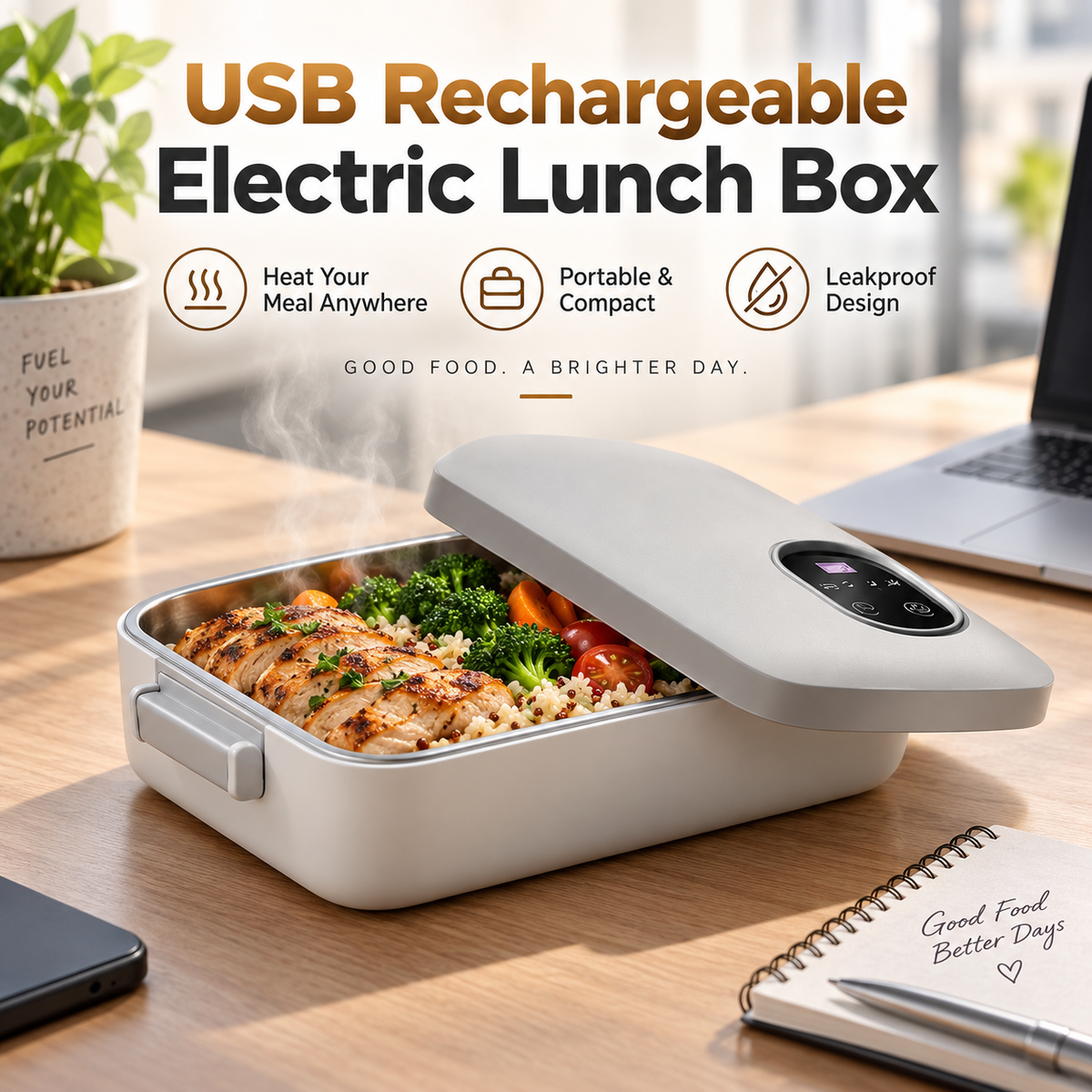 ⚡ Portable electric lunch box with self-heating 🔋🌡️