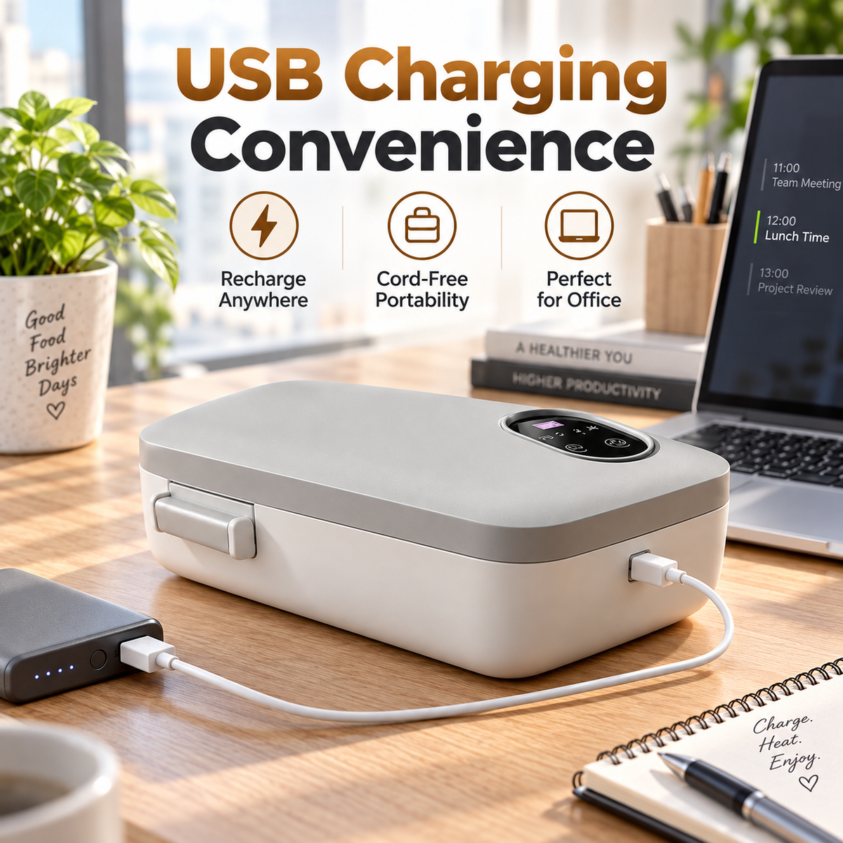⚡ Portable electric lunch box with self-heating 🔋🌡️