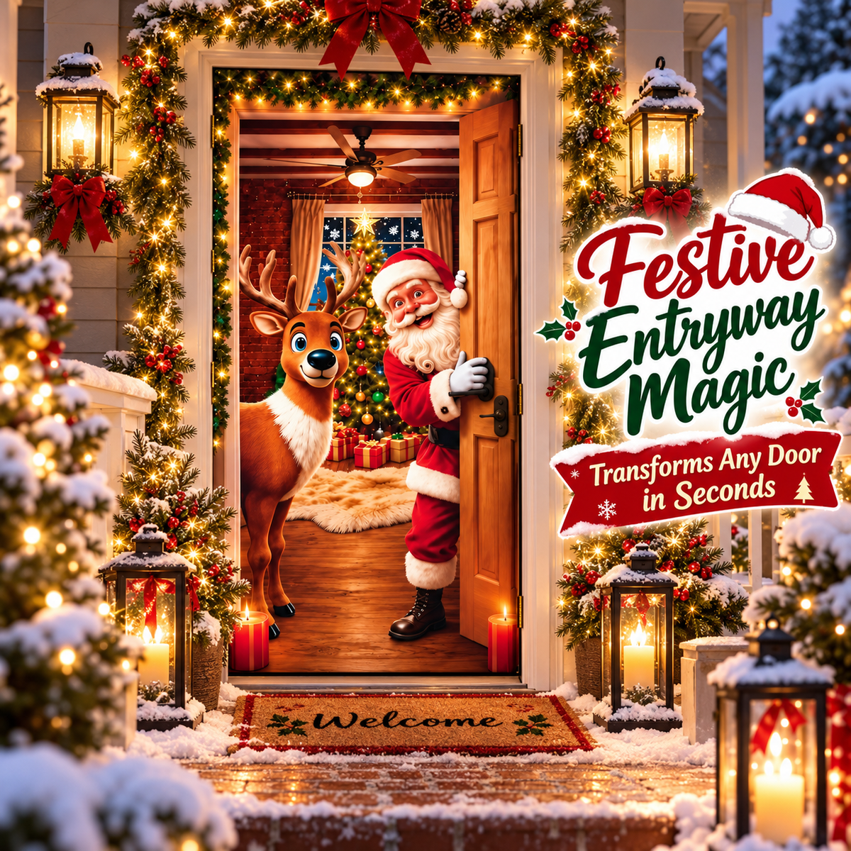🎅 Santa Christmas Door Cover – Instant Holiday Magic🎄